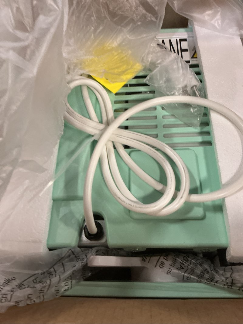 Condition photo showing As Is for newbulig ice makers countertop with handle, portable ice machine, 9 bullet ice cubes in 6 mins, 26lbs in 24hrs, auto-cleaning, with basket and scoop, for home, kitchen, rv, camping, green green handle 12.5"*11.6"*8.8"