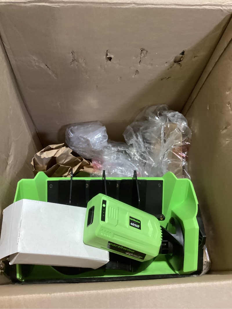 Condition photo showing As Is for earthwise sn74016 40-volt cordless electric snow shovel, brushless motor, 16-inch width, 300lbs/minute (battery and charger included) 16-inch, 40-volt cordless