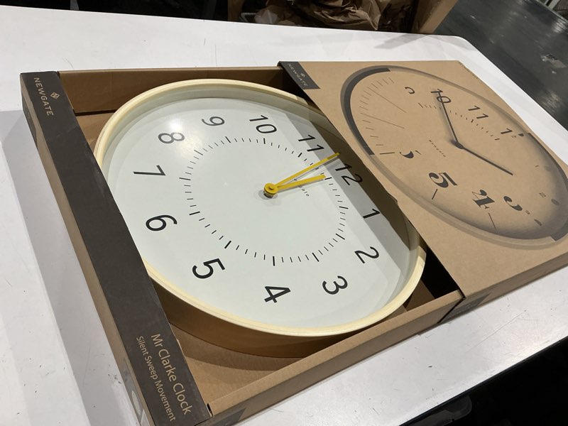 Condition photo showing Good Condition for newgate monopoly plywood wall clock with yellow hands