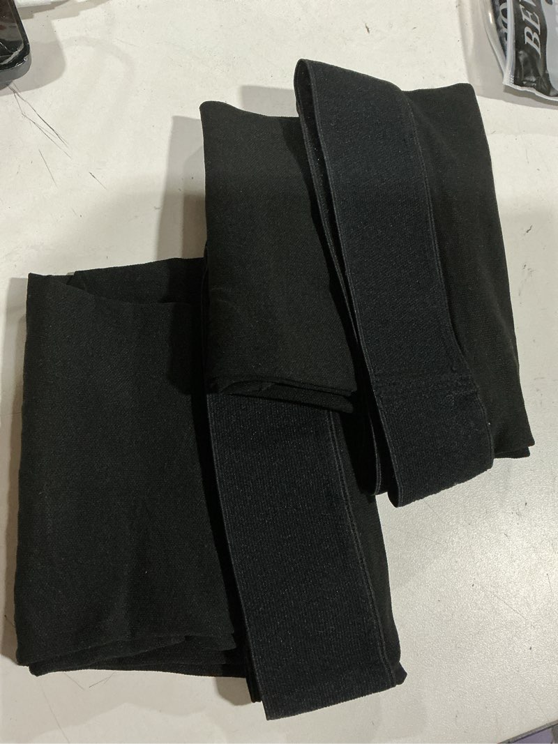 Condition photo showing Good Condition for 2 pairs compression stockings for women & men, 20-30mmhg thigh high compression socks, open toe medical compression socks with silicone dot band for sport swelling varicose veins 2 pairs black l