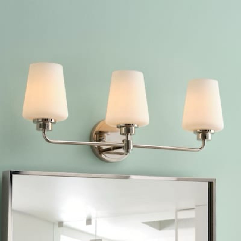 allen + roth goldson 22.5-in 3 light polished nickel transitional bathroom vanity light bar