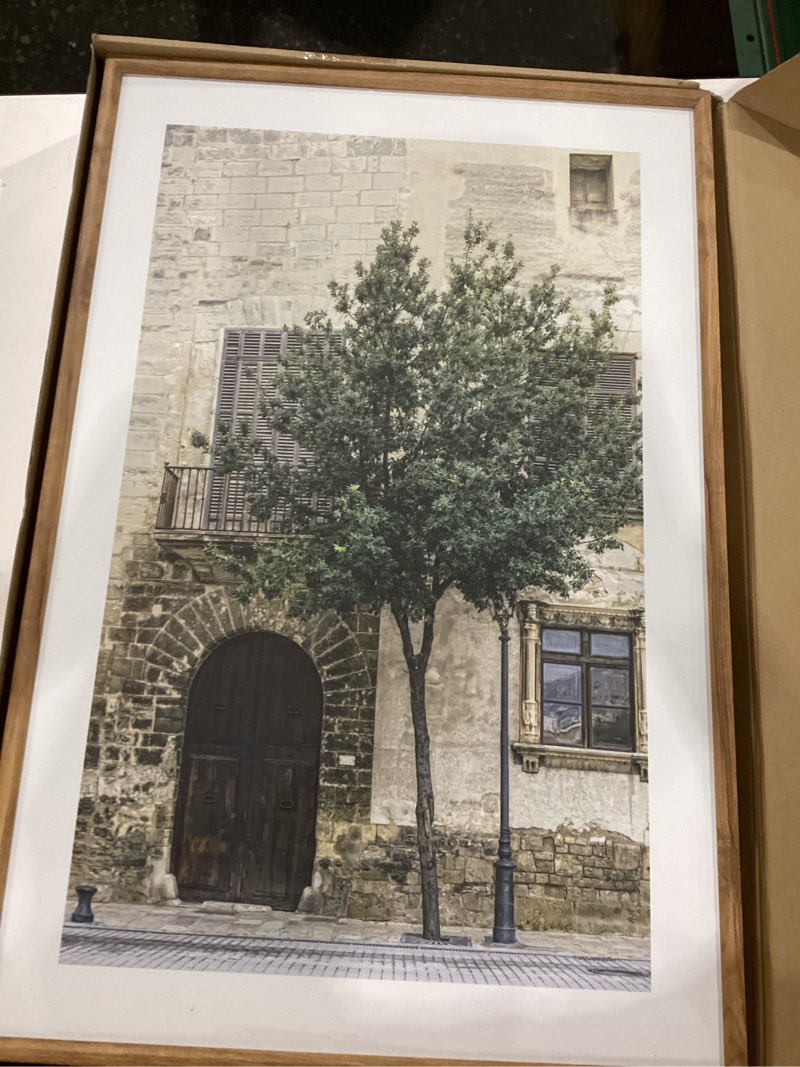 Condition photo showing New/Like New for HOURIA Large Vintage Italy City Landscape Framed Canvas Wall Art Set,Green Olive Tree Old House Wall Decor,Malta Modern Minimalist Country Farmhouse Art Print for Living Room,Bedroom,Office-16 x24 x3 Italy City Landscape Wall Art 16"L x 24"W