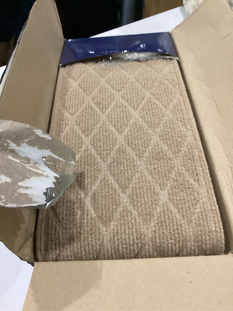 Condition photo showing New/Like New for non slip stair treads for wooden steps,15 pack 8" x 30" stairs carpet treads indoor with reusable peel and stick adhesive for kids elders and pets,polyester tpr backing 8" x 30" beige-1 15