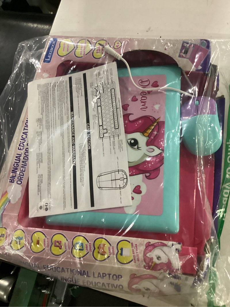 Condition photo showing Good Condition for lexibook - unicorn educational and bilingual laptop spanish/english - toy for children with 124 activities to learn mathematics, dactylography, logic, clock reading, play games and music - jc598unii2