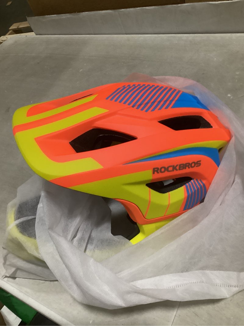 Condition photo showing Good Condition for rockbros kids full face helmet kids bike helmets lightweight toddler mountain bike helmet detachable for mtb bmx skating cycling scooter safety bicycle helmets for youth child boys girls ages 3-16 orange yellow small