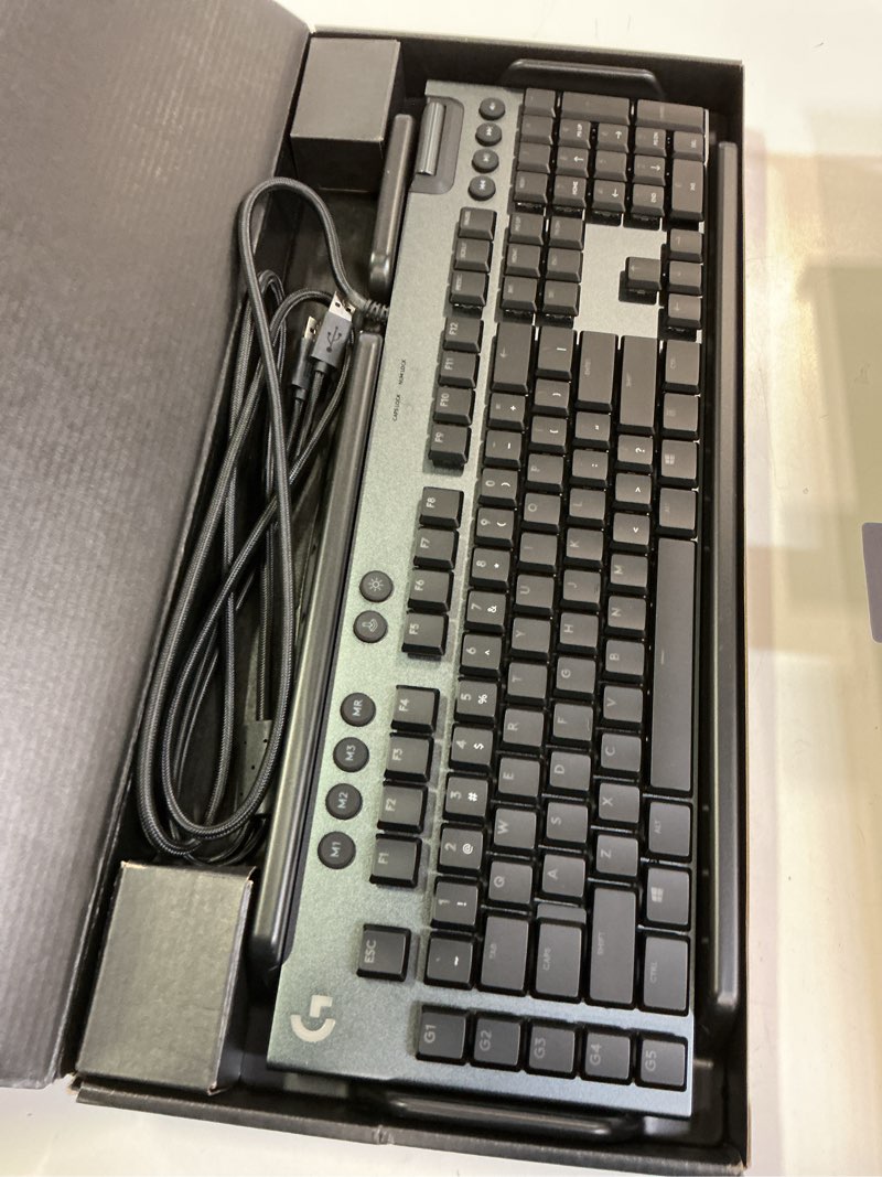 Condition photo showing Good Condition for Logitech G815 LIGHTSYNC RGB Mechanical Gaming Keyboard with Low Profile GL Tactile Key Switch, 5 programmable G-Keys, USB Passthrough, Dedicated Media Control - Tactile Black Full Size G815 Tactile