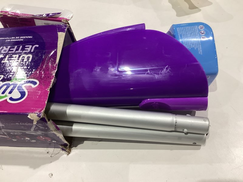 Condition photo showing As Is for Swiffer WetJet Hardwood and Floor Spray Mop Cleaner Starter Kit, Includes: 1 Power Mop, 10 Pads, Cleaning Solution, Batteries 1 Kit Cleaner Kit