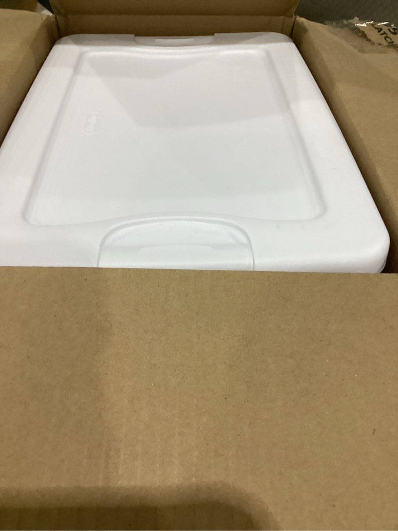 Condition photo showing New/Like New for sterilite 6-pack latching box, under bed storage bins with lids, clear plastic, 25 quart - heavy-duty organizing containers for closet, bathroom, and office 25 quart 6 pack boxes