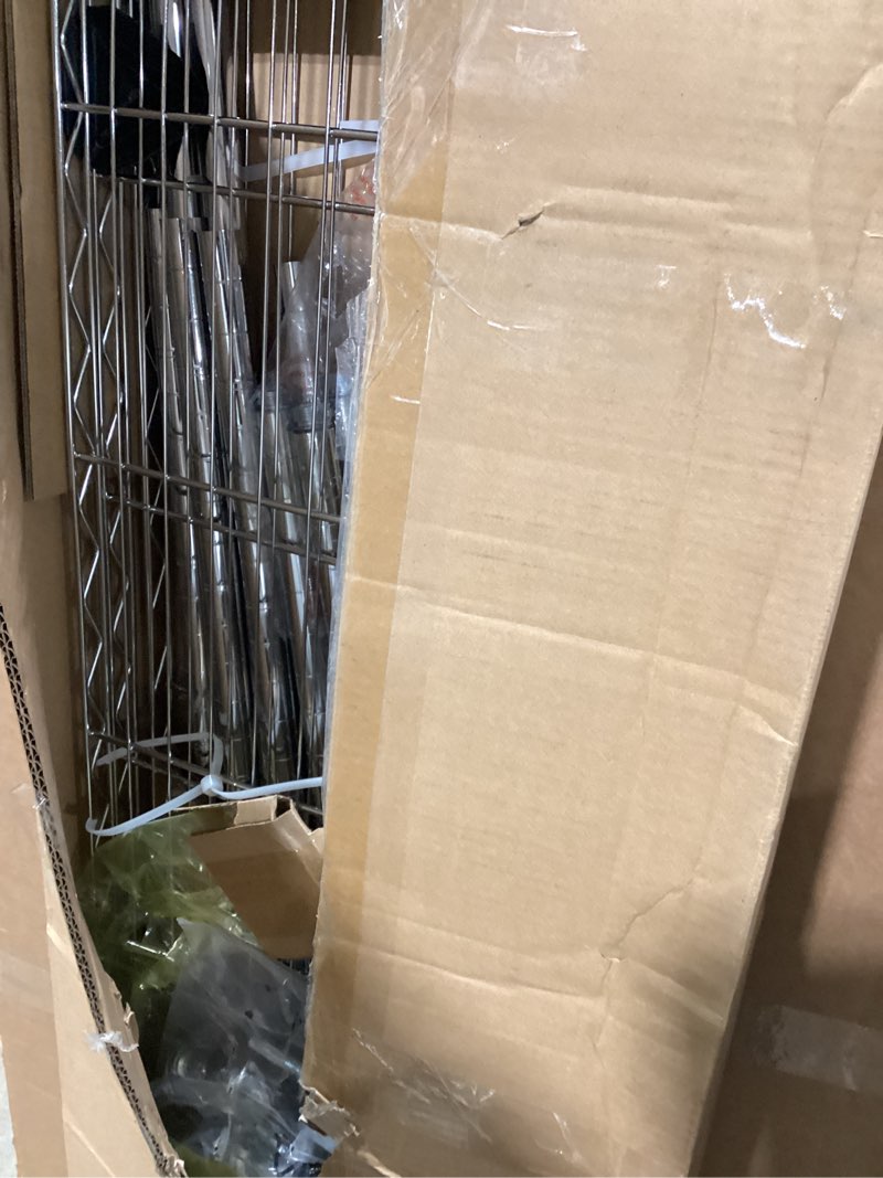 Condition photo showing As Is for izeuk heavy duty rolling garment rack wire clothes rack for hanging clothes (chrome, 3 tier with 2 rod, 15.7" d x 45.3" w x 79.6" h) chrome 3 tier with 2 rods, 15.7"d x 45.3"w x 79.6"h