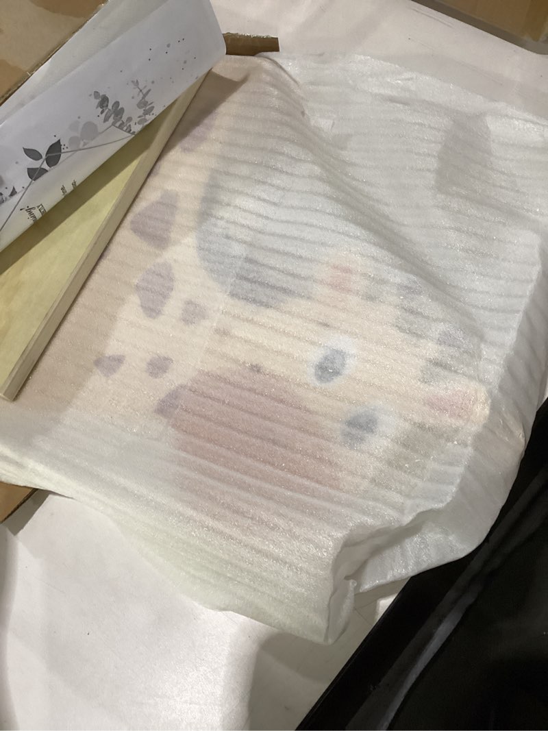 Condition photo showing New/Like New for toddler step stool, 2-step wooden step stool for toddlers with non-slip base, cute printed design potty training stool for bathroom sink, kitchen & bedroom (giraffe)