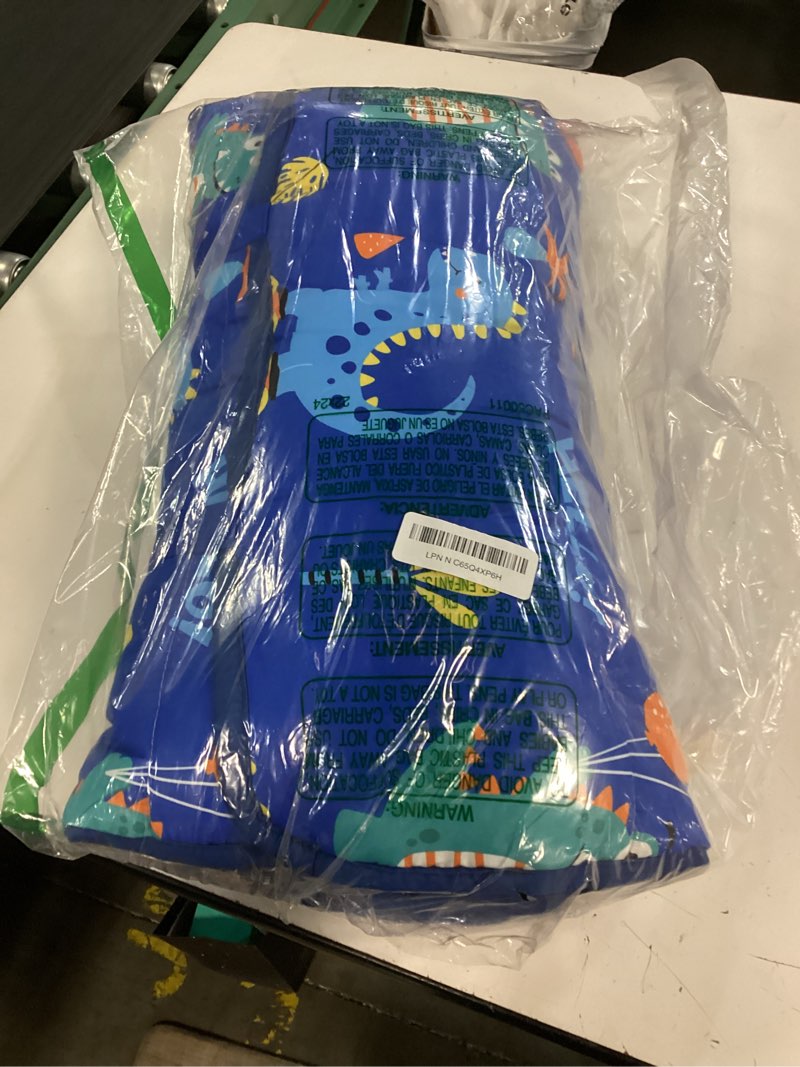 Condition photo showing Good Condition for lasoftan toddler nap mat with pillow and blanket, extra large rolled napping mats,slumber bags for boys girls,kids sleeping bag for daycare, preschool travel camping blue dinosaurs