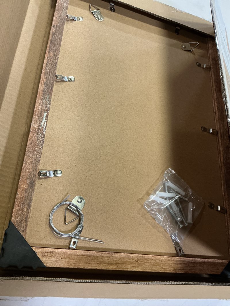 Condition photo showing New/Like New for iRahmen 11x17 Picture Frame Set of 2 with Plexiglass, Rustic Brown Wood Poster Frame 11 x 17 for Photo Wall Gallery Mounting Horizontal and Vertical Rustic Brown 11X17