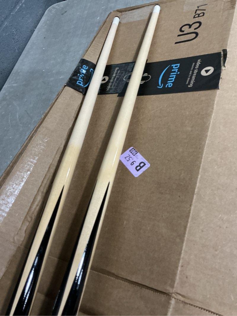 Condition photo showing Good Condition for wooden cue sticks pool sticks, children's practice cues, pack of 2