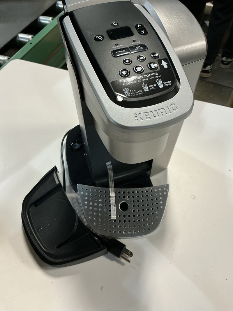 Condition photo showing As Is for (incomplete)Keurig K-Elite Single Serve K-Cup Pod Coffee Maker, with Strength and Temperature Control, Iced Coffee Capability, 8 to 12oz Brew Size, Programmable, Brushed Silver