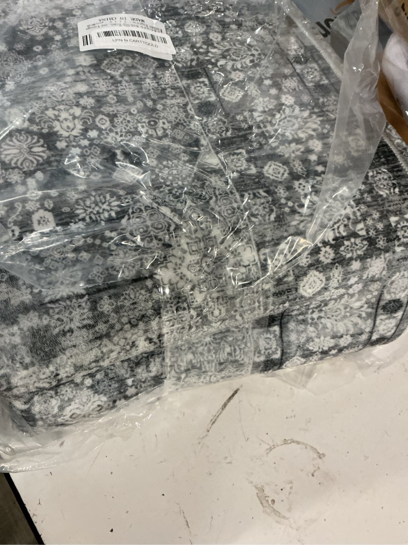 Condition photo showing Good Condition for non slip runner rug for hallway long carpet runners 3x12 grey - soft thin washable stain and spill resistant for wide entryway laundry room - distressed vintage kitchen rugs grey 3' x 12' (rectangular)