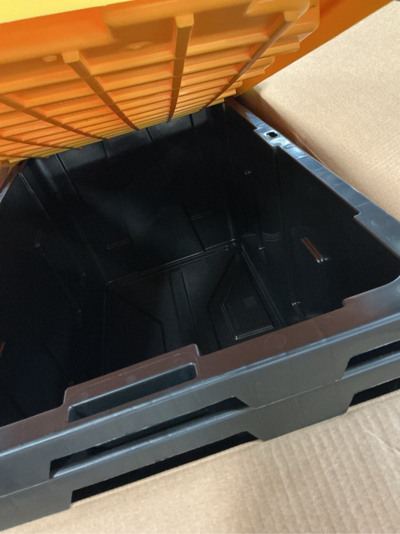Condition photo showing Good Condition for member's mark 40 gallon heavy-duty black and yellow storage tote, 22.0" d x 38.2" w x 16.4" h, 1 pack or 2 pack
