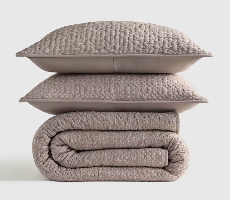 Quince Cotton Quilt Set 108”x92” Stone