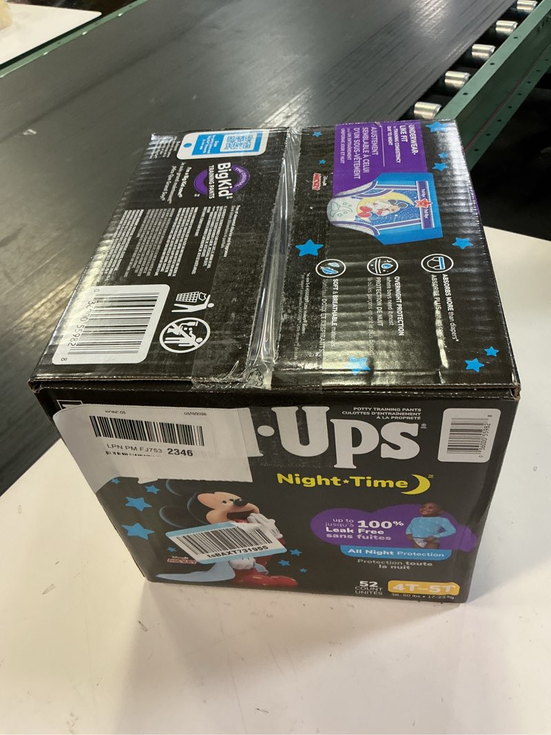 Condition photo showing New/Like New for pull-ups boys' night-time potty training pants, size 4t-5t overnight training underwear (38-50 lbs), 52 ct 4t-5t 52