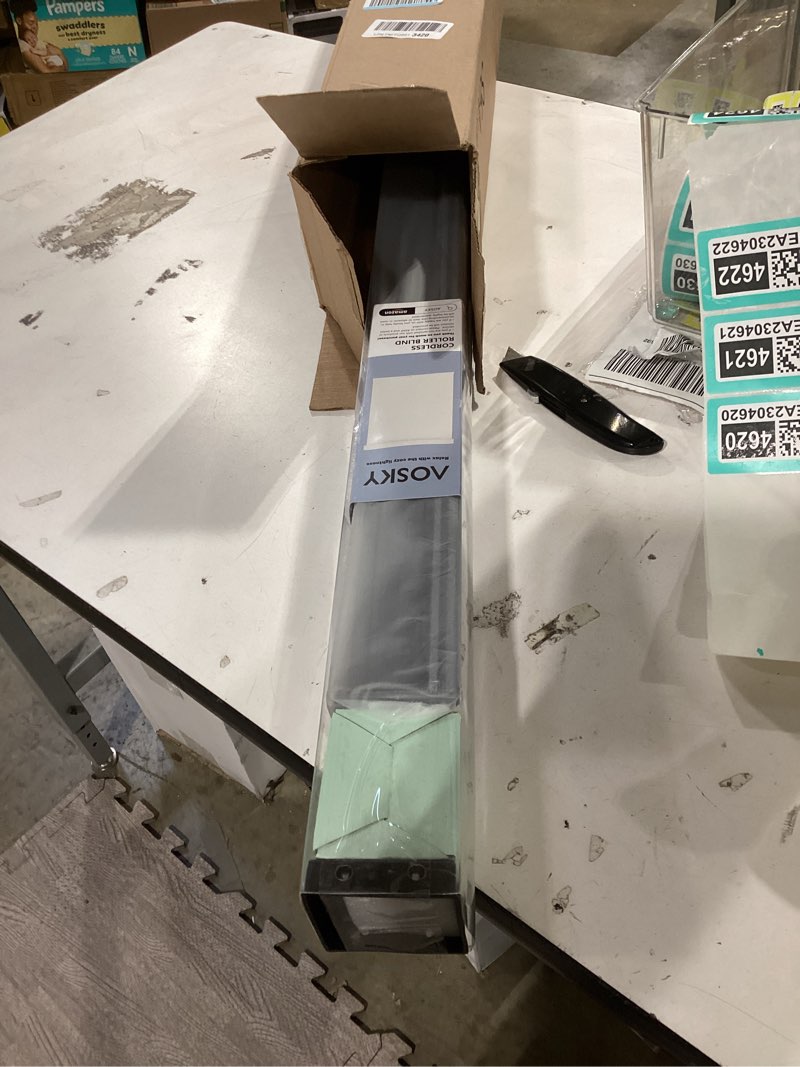 Condition photo showing New/Like New for aosky linen roller blinds shades for indoor windows pull down cordless blackout black out window shade 28 inch blinds for home beige 28"w x 72"h beige?aluminum cover?