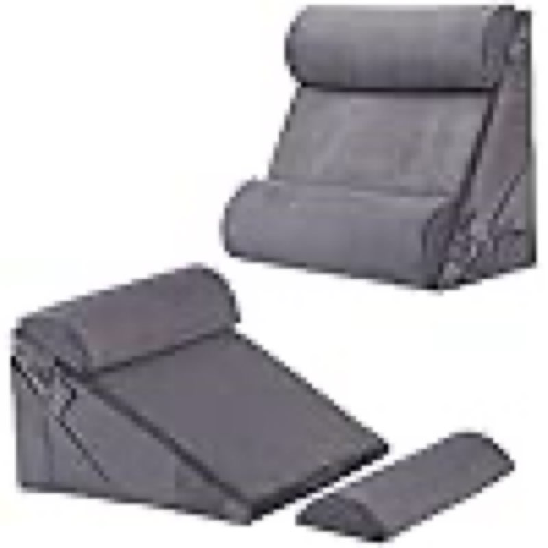 Bedluxe Adjustable 4pcs Bed Wedge Pillow Set, Memory Foam Wedge Pillows Post Surgery for Back, Neck, Leg Pain Relief, Pillow Wedge for Sleeping, Sitting up in Bed, Acid Reflux and GERD, Velvet
