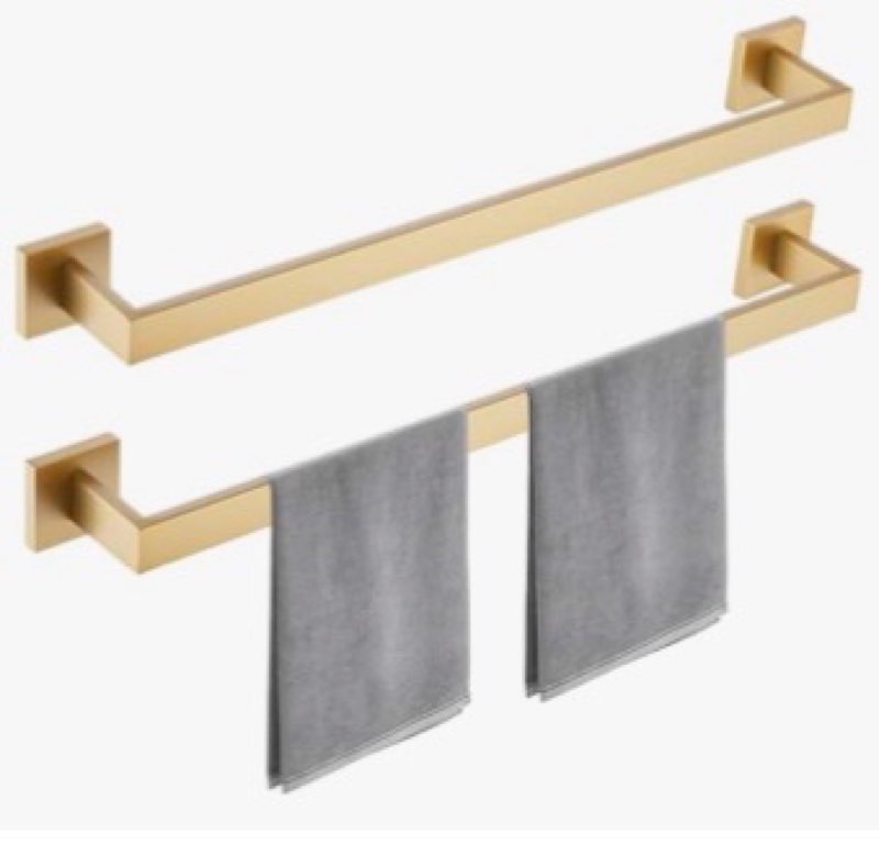 bathroom towel bar set, 23.6 inch, 2-piece set (brushed gold) (missing hardware)