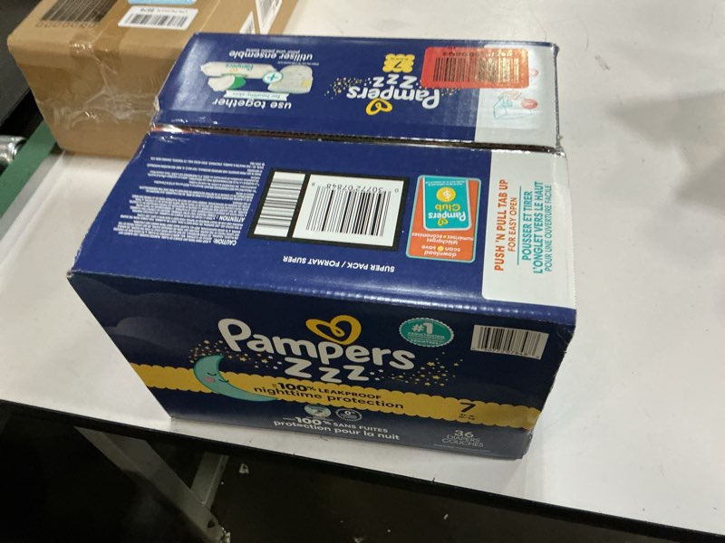 Condition photo showing New/Like New for Pampers Swaddlers Overnights Diapers - Size 7, 36 Count, Disposable Baby Diapers, Night Time Skin Protection