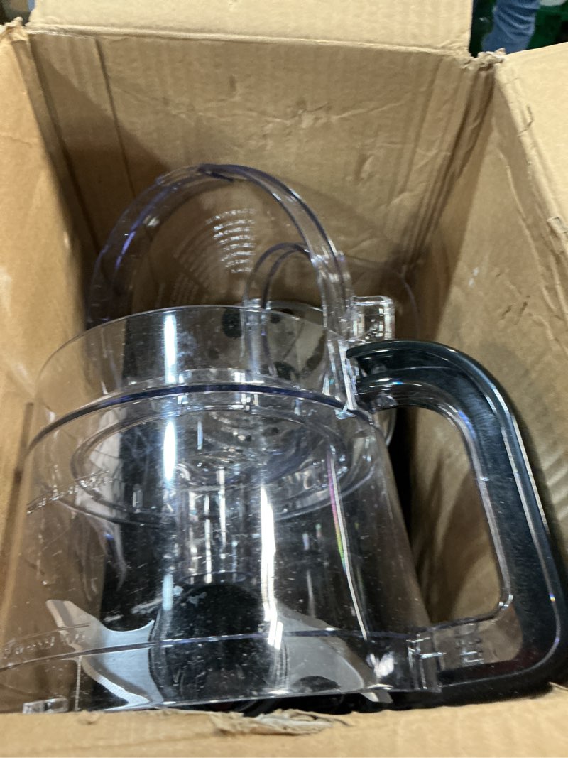Condition photo showing As Is for black+decker 3-in-1 easy assembly 8-cup food processor, stainless steel s-blade, easy-clean, touchpad controls black large processor