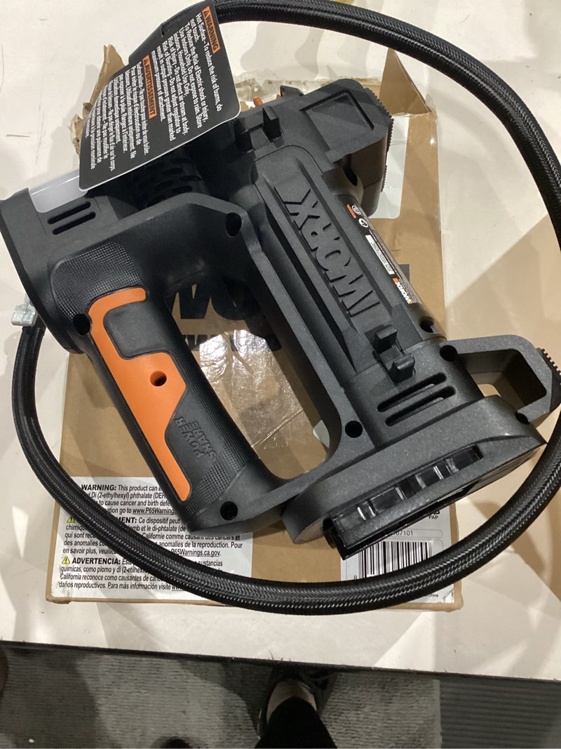 Condition photo showing As Is for worx tire inflator portable air compressor, cordless air pump for car tires, motorcycle & balls, 20v 150 psi bike pump with digital pressure gauge & auto shut-off, tool only, wx092l.9 20v battery & charger sold separately