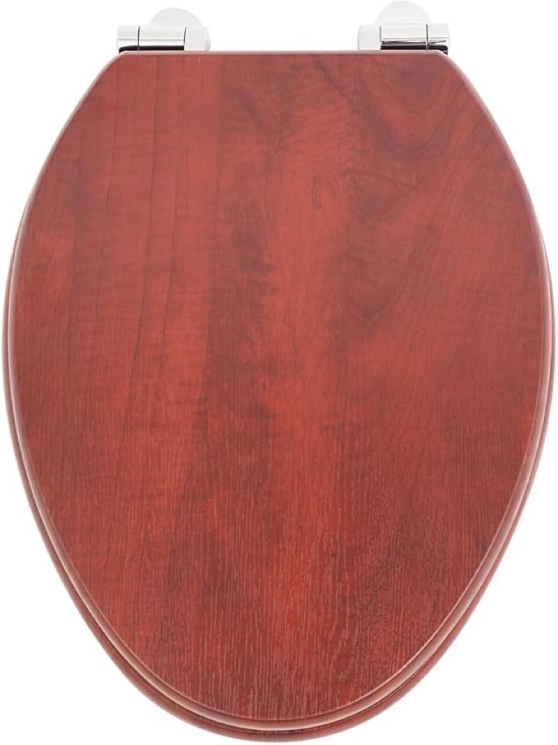 Pejevir Elongated Wooden Toilet Seat with Durable Soft Close Metal Hinges, Quiet and Slow Close Oblong Wood Toilet Seat with Colored Decorative Patterns, Easy Clean and Install