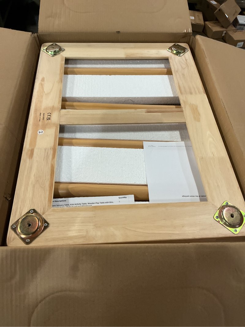 Condition photo showing As Is for ((Incomplete))Sensory Table, Kids Activity Table, Wooden Play Table with Bins, Montessori Table, Chalk Board and Whiteboard
