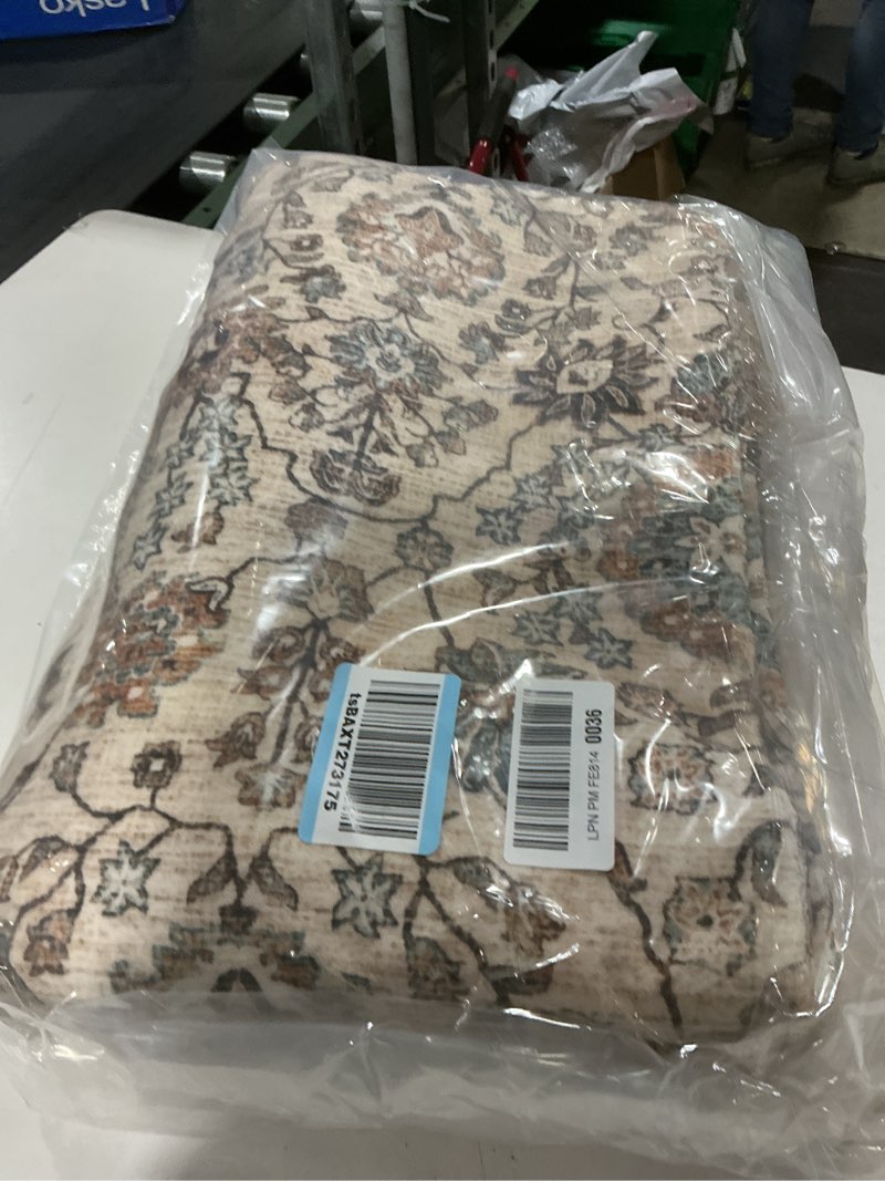 Condition photo showing Good Condition for 5x7 washable non-slip area rugs for living room, dining room, bedroom home office-vintage floral soft non-shedding distressed faux wool area rugs (brown, 5'×7') 5' x 7' (rectangular) brown