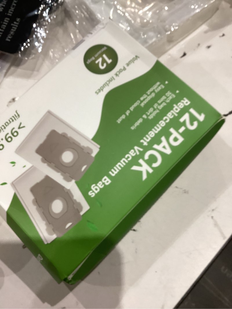 Condition photo showing New/Like New for 12 Pk Replacement Parts Vacuum Bags, Compatible with Irobot Roomba j7 j9 i3 i7 s9 i4 i8 j8 i6 i5 j6 i3+ i1+ i4+ i6+ i8+ j7+ s9+ Plus, Dirt Disposal Bag, Disposable Filter Dust Combo Accessories 12 Pack