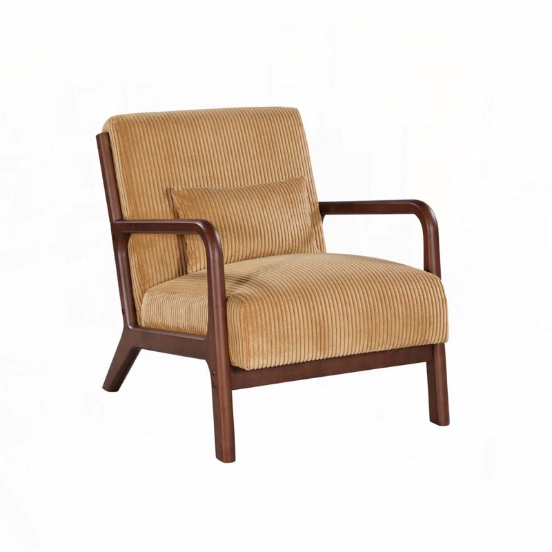 Hertford 26" Wide Mid Century Upholstered Solid Wood Accent Chair with an Extra Pillow