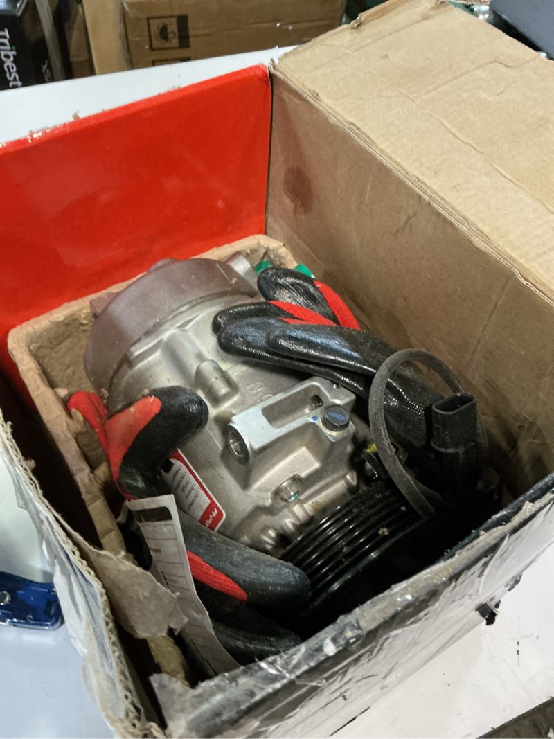 Condition photo showing As Is for a-premium ac compressor with clutch compatible with kia sportage 2015-2018 & hyundai tucson 2015-2018, with 2 boss mounts