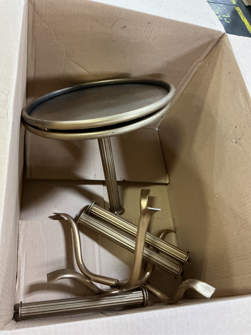 Condition photo showing As Is for rattanview 2 pcs metal martini table bronze small round drink table12.5 x 12.5 x 27.75 inches pedestal iron side tables for small spaces bedroom living room bronze 2