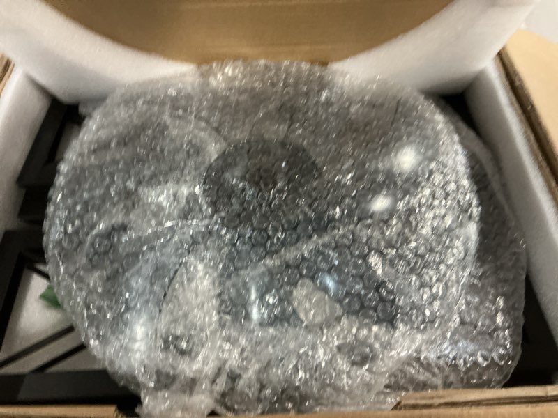 Condition photo showing New/Like New for LEDIARY Caged Flush Mount Ceiling Fans with Lights and Remote, Black Square Rustic Low Profile Ceiling Fan, 6 Speed and Reversible, Small Farmhouse Bladeless Ceiling Fan for Bedroom, Kitchen, Indoor Black 16 Inch