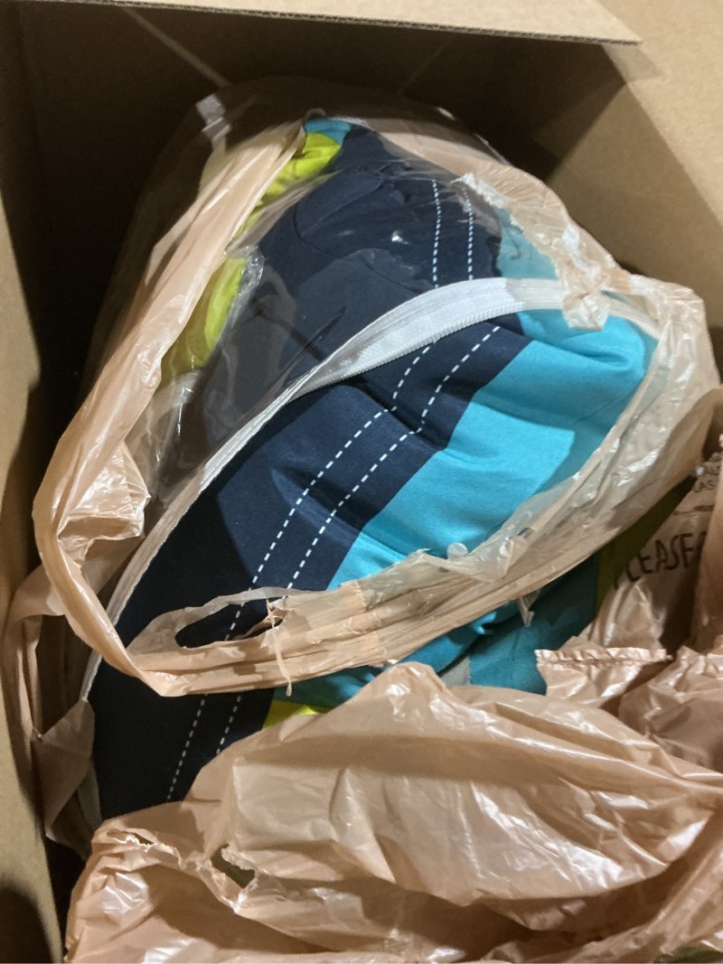 Condition photo showing Good Condition for Comfort Spaces Casual Comforter Set Sporty Design, Vibrant Color, Active Lifestyle Boys Bedroom Décor, All Season Soft Microfiber Bedding Set, Decorative Pillow, Sham Navy/Blue Twin/Twin XL 3 Piece Stripe Navy/Blue Twin/Twin XL