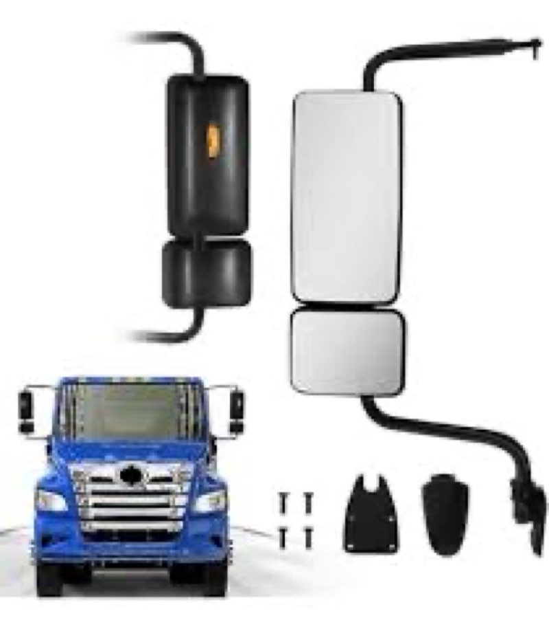 Black Door Mirror fit for 2011+ Hino 238 258 268 338 Semi Trucks Left Driver Side (Black, Left)
