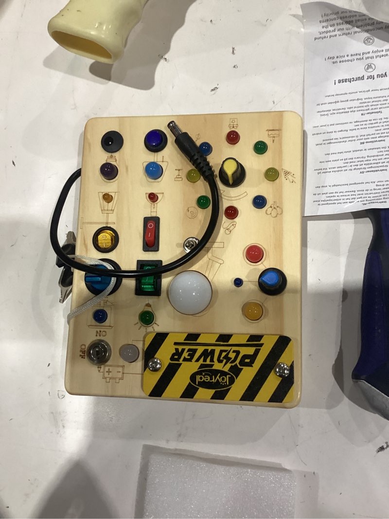 Condition photo showing Good Condition for led busy board for toddlers - montessori sensory toy with 10 switches & 19 lights, wooden activity board for fine motor skills, ideal educational birthday travel toy gift for 1 2 3 year old boys girls classic