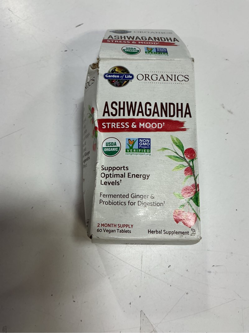 Condition photo showing New/Like New for (Best by:03/2026)MyKind Organics  Ashwagandha  Stress & Mood  60 Vegan Tablets  Garden of Life