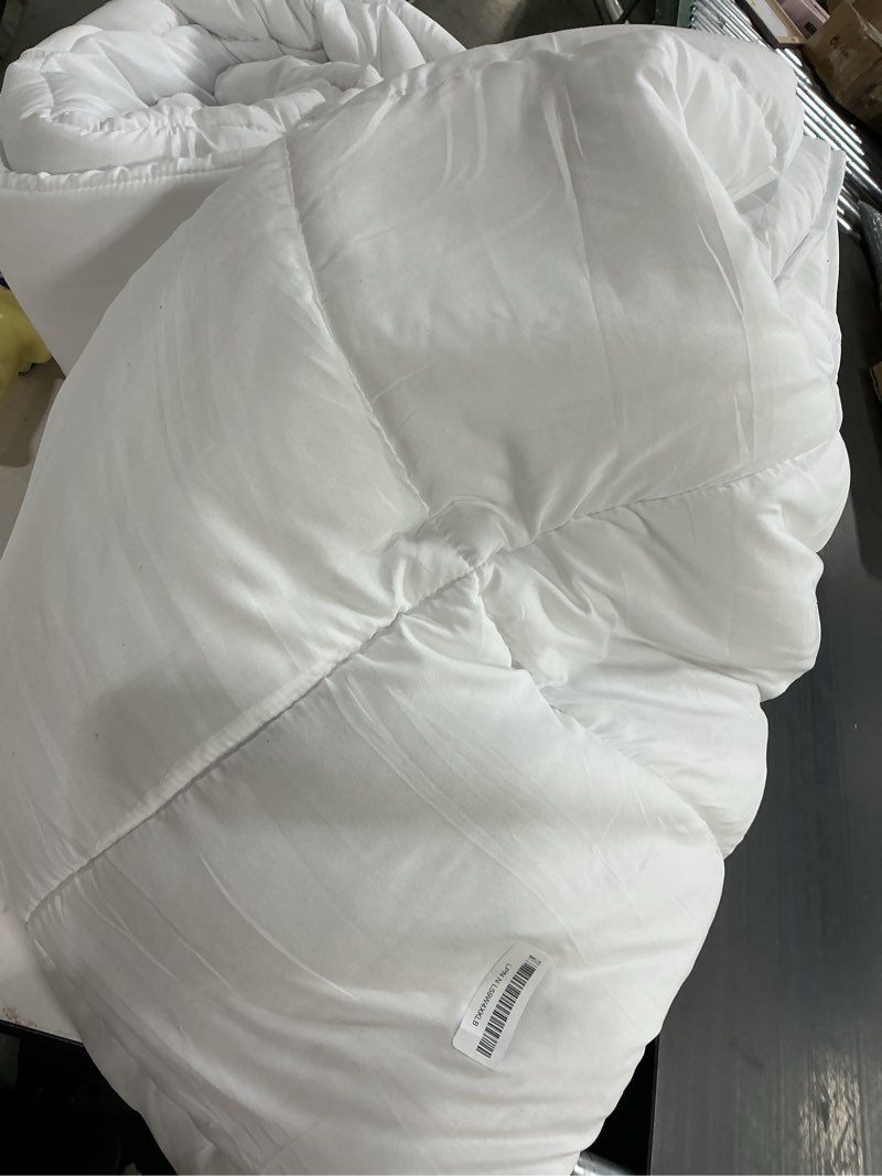 Condition photo showing As Is for L LOVSOUL Down Alternative Oversized King Comforter, 120x98Inches, Polyester, White, All Season, Box Stitching Design, Corner Tabs Oversized King White