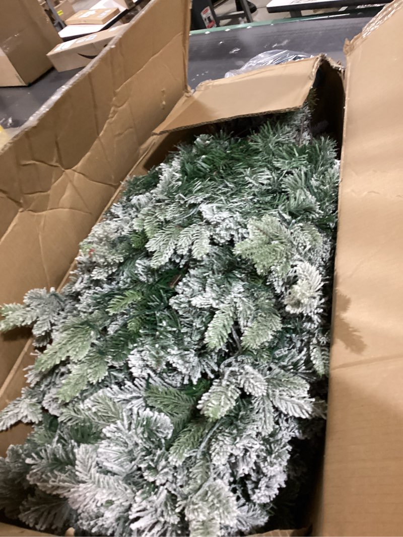 Condition photo showing As Is for Rotating Flocked Christmas Tree 7ft - Prelit Musical Artificial Xmas Tree with Remote Control, 1220 PE & PVC Mixed Tips, 8 Modes 380 Multicolor LED Lights for Holiday Decor