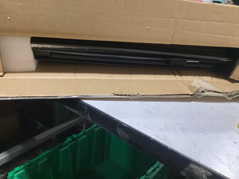 Condition photo showing As Is for vertical rv window, 15" w x 22" h tinted sliding rv window with net screen and trim ring, suitable for 1-1/8" thick walls, dot approved 15x22in 1