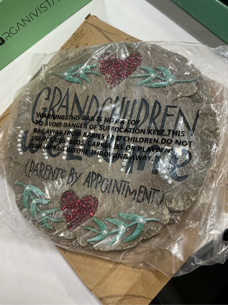 Condition photo showing Good Condition for Carson Home Accents Beadworks Grandchildren Welcome Garden Stone ,Resin(10154)