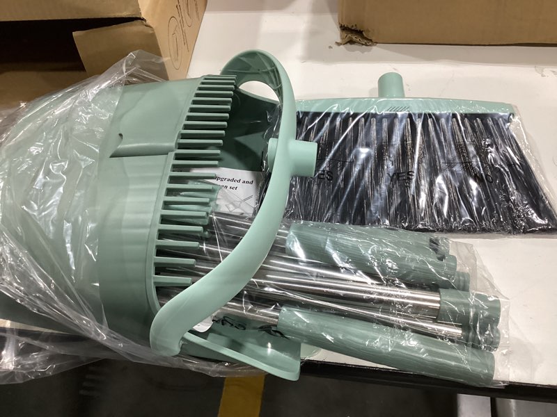 Condition photo showing Good Condition for ivandar broom and dustpan set for home, dust pan with long handle, broom with dustpan combo set, for home kitchen room office lobby floor use upright stand up sweeping (gray&green)