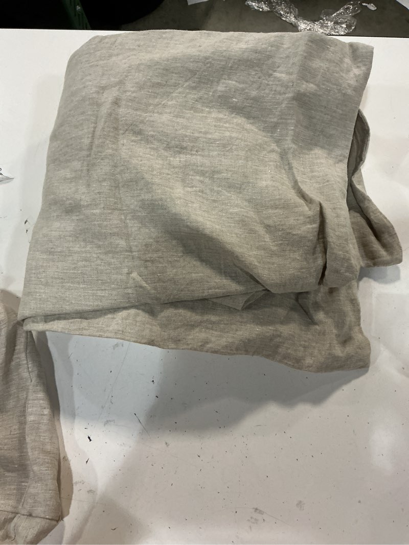 Condition photo showing As Is for european linen duvet cover, full/queen, natural chambray
