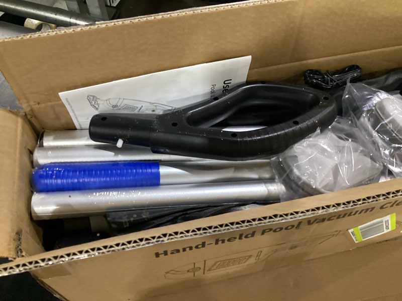Condition photo showing Good Condition for (not tested)pool vacuum for above ground pool with 72.85\" pole, upgraded 18.5 gpm powerful suction handheld pool vacuum, 4 filter bags & 1h runtime rechargeable pool vacuum cleaner for above/inground poolsd