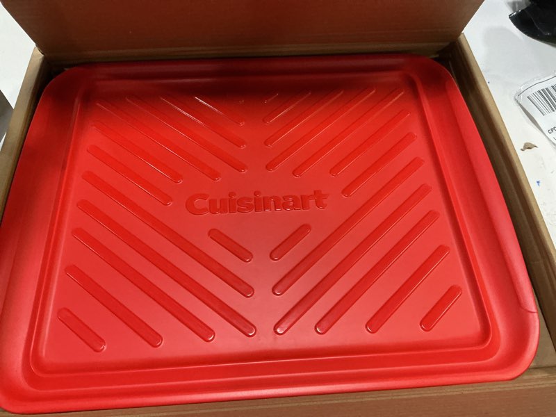 Condition photo showing New/Like New for Cuisinart CPK-210 Grilling Prep and Serve Trays, Black and Red Large 18” x 14.5” Large 18" x 14.5"