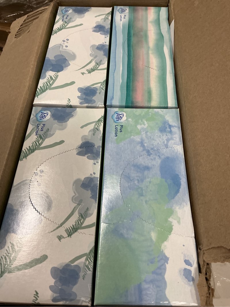 Condition photo showing Good Condition for Puffs Plus Lotion Facial Tissues, 8 Family Boxes, 124 Facial Tissues per Box, Allergies and Colds 124 Count (Pack of 8)