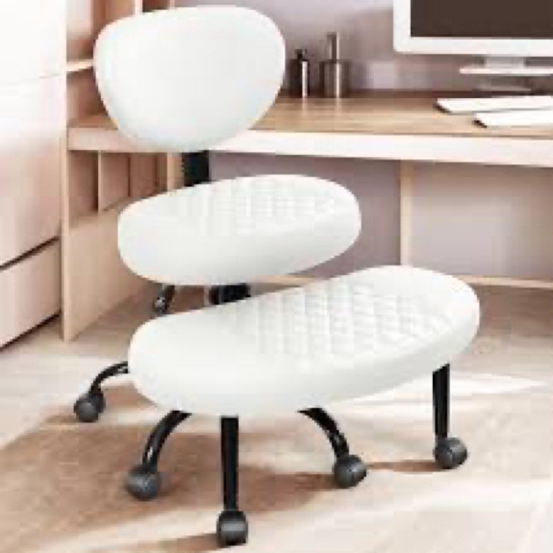 cross legged office chair with wheels, meditation chair, adhd desk chair for adults, adjustable height yoga office chair, wide criss cross chair with lumbar support, kneeling chair-white